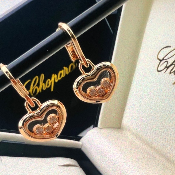 18k Rose Gold Heart Earrings - Picture 1 of 2